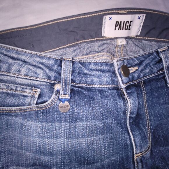 Paige Sz 29 Skyline Ankle Peg Jeans Medium Wash Distressed Low-rise - Picture 4 of 14